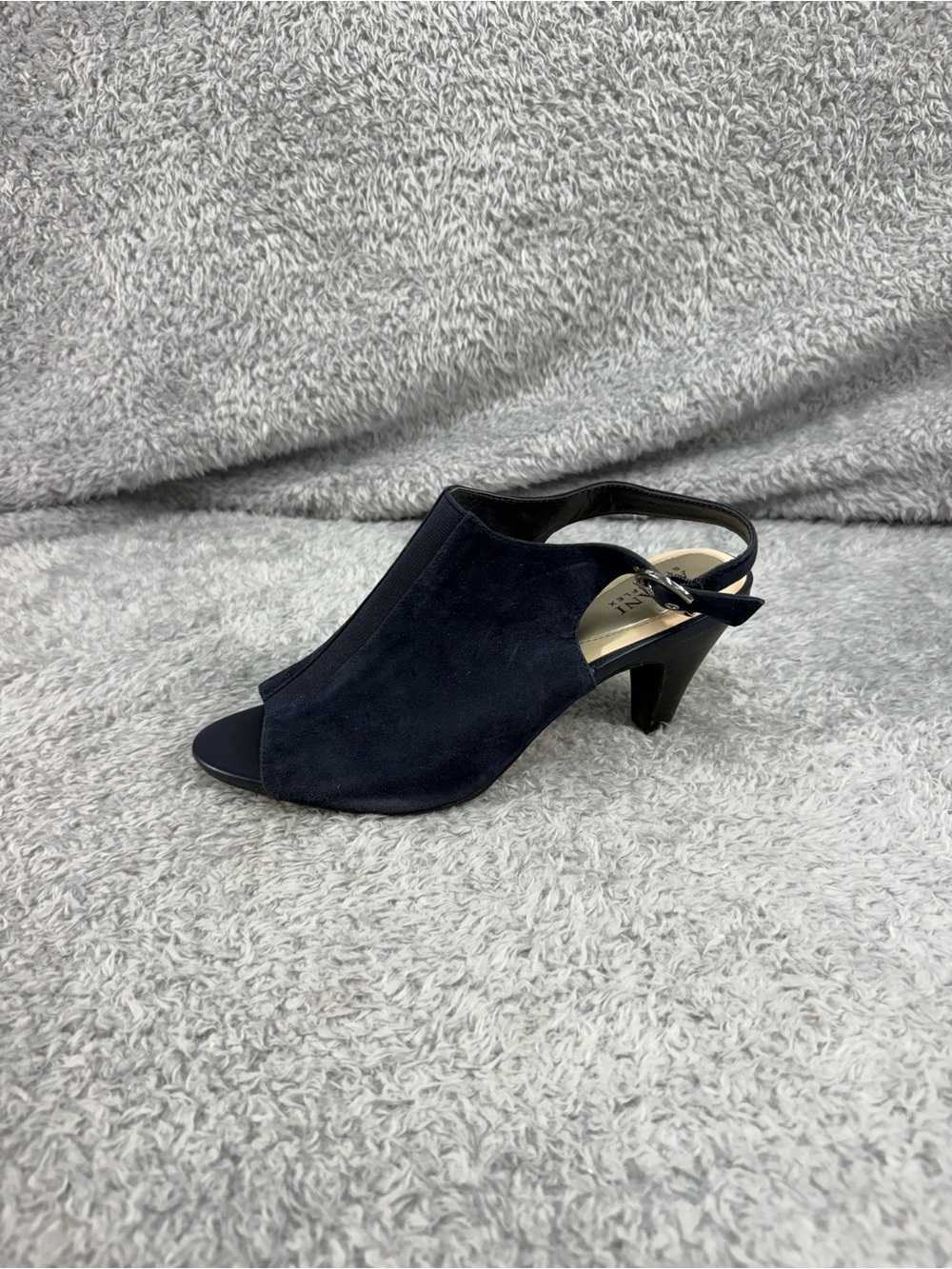 Alfani Womens Jalenne Navy Blue Suede Peep Toe Casual Ankle 9.5M